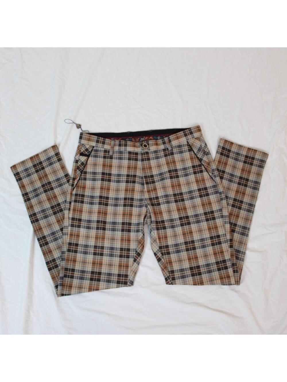 New Suslo Couture brown plaid trousers pants. Size 32 x 30